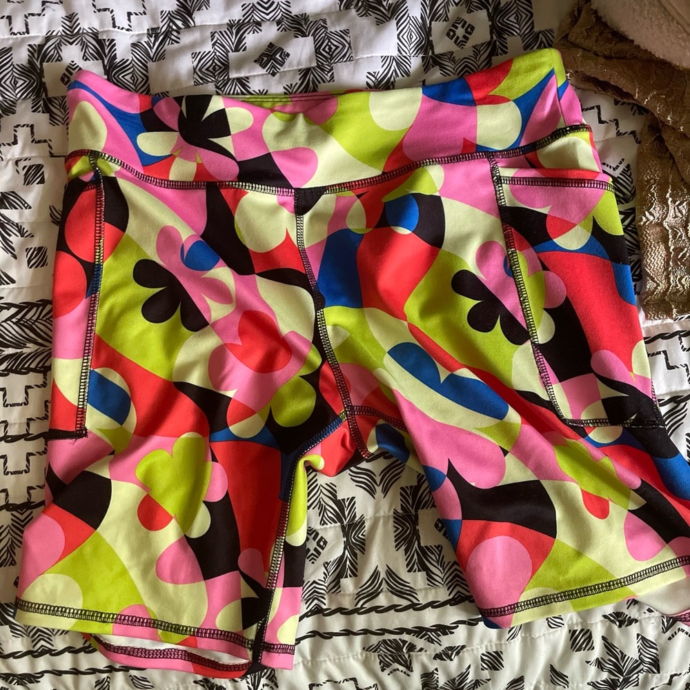 Athletic Works Pink and Green Bike Shorts